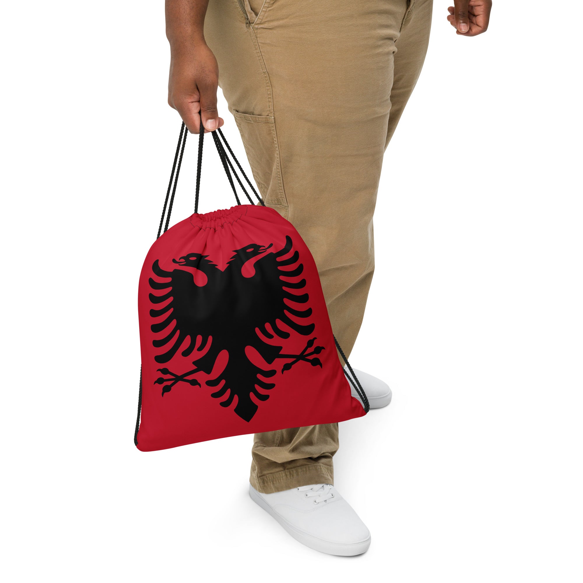 Albanian flag Drawstring bag