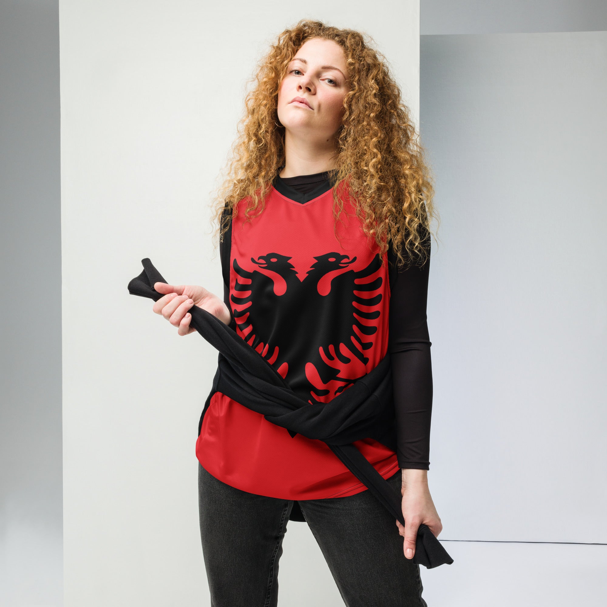 Albanian flag Recycled unisex basketball jersey
