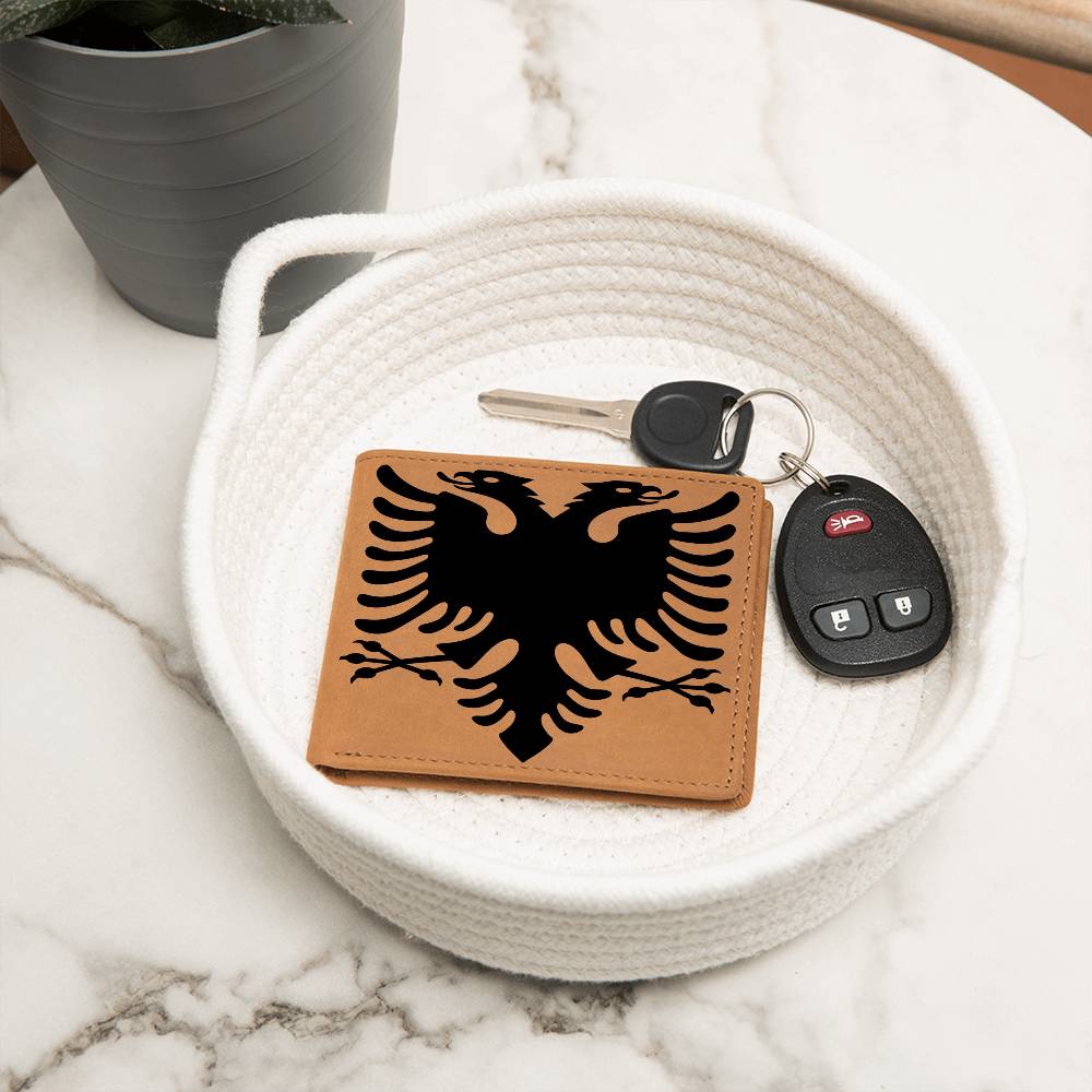 Albanian Heritage: The Majestic Eagle Leather Wallet