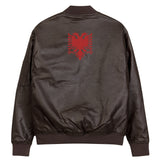 Albanian eagle embroidered Leather Bomber Jacket
