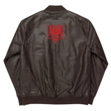 Albanian eagle embroidered Leather Bomber Jacket