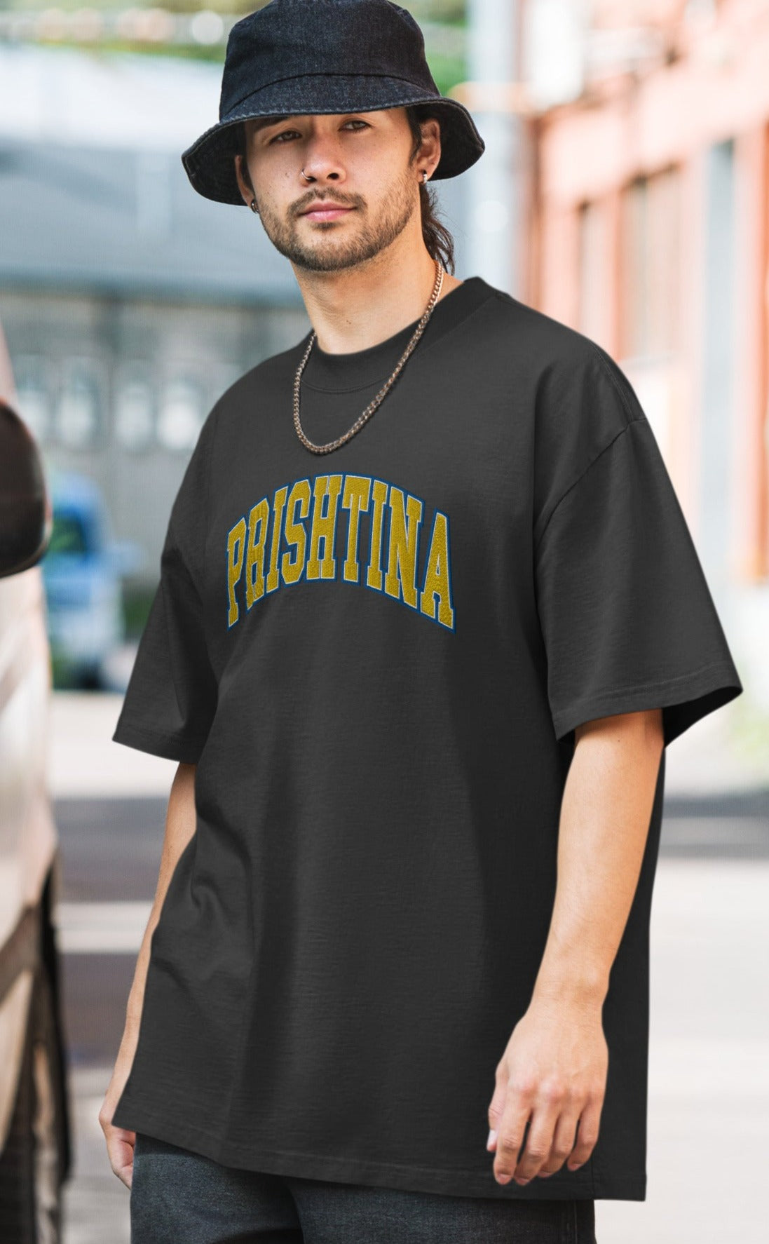 Oversized Prishtina Kosovo faded t-shirt