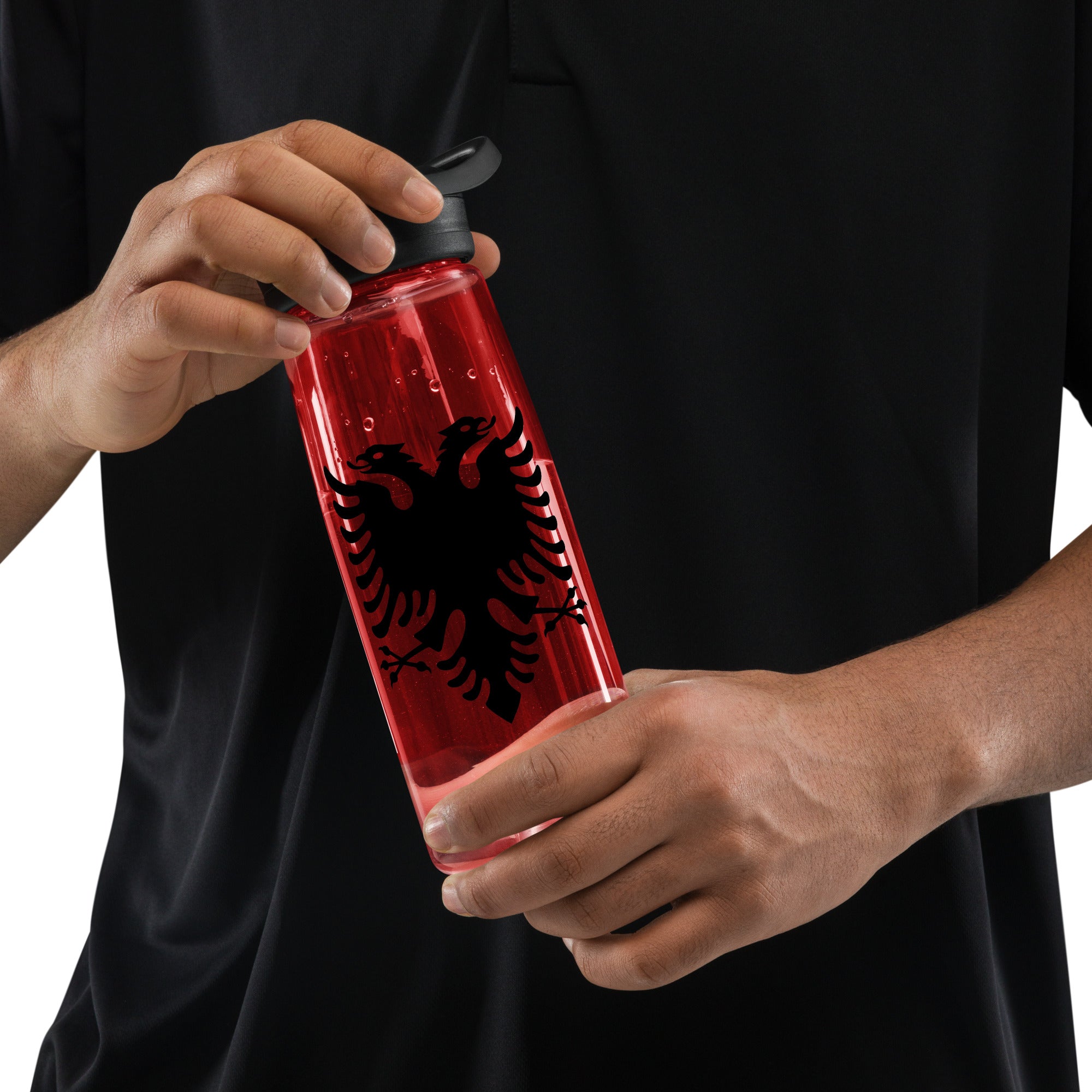 Albanian flag Sports water bottle
