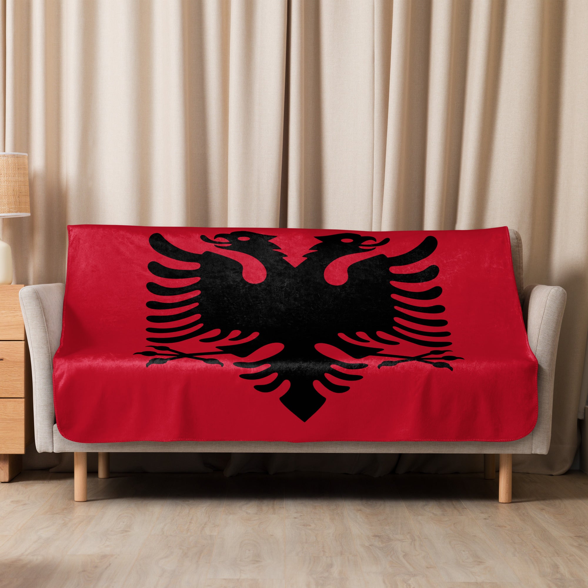 Albanian flag Sherpa blanket
