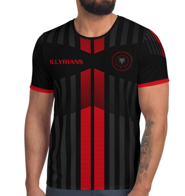All-Over Print Illyrians Men's Athletic T-shirt | Albanian football gym t-shirt
