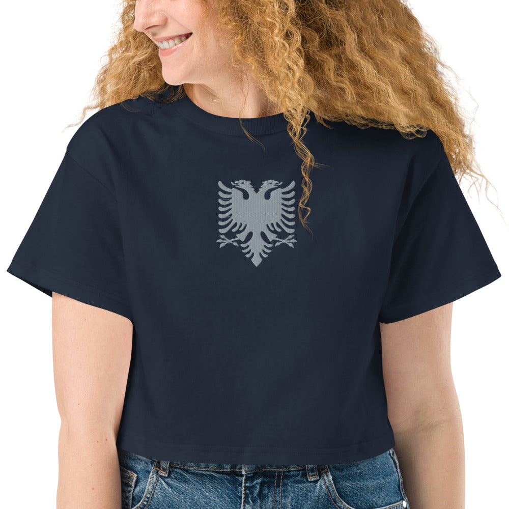 Albanian embroidered eagle Champion crop top