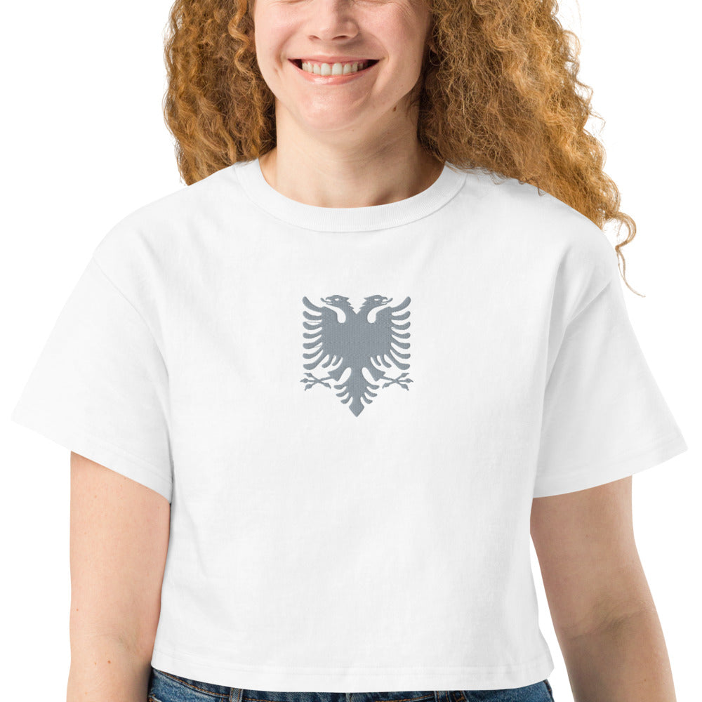 Albanian embroidered eagle Champion crop top