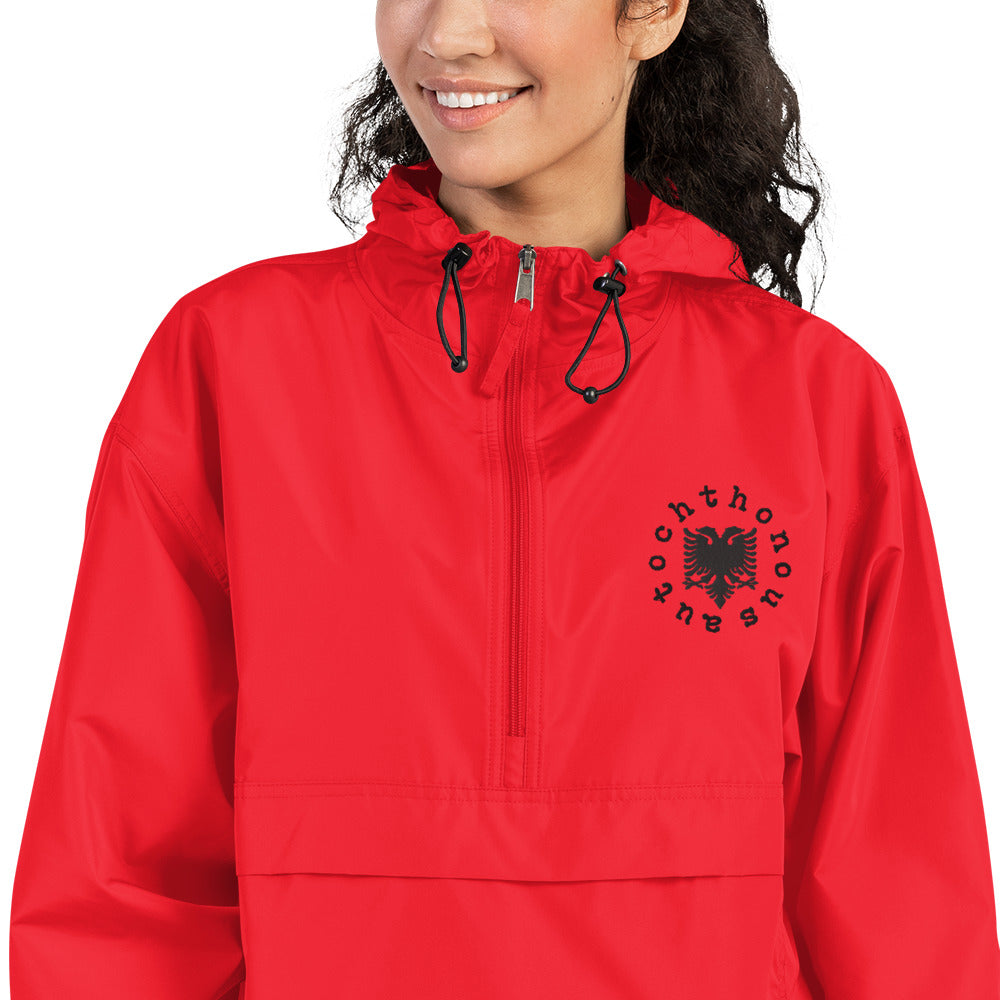Autochthonous Albanian Flag Embroidered Champion Packable Jacket | Xhup i holle champion me flamurin shqiptar